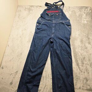 Genuine Dickies Bib Overalls Jeans Mens M Relaxed Fit Denim Ultra Tough Workwear
